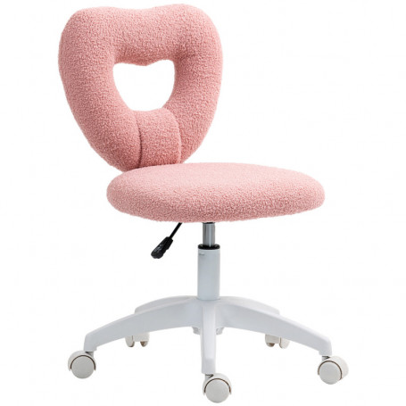 Kontorsstol, Hjärtformat Ryggstöd Teddy Fleece Rosa