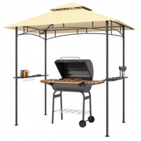 Grill Paviljong Flamskyddad med LED Beige 240 x 150 x 258 cm