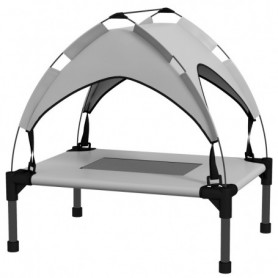 Utomhus Hundsäng Upphöjd Ram med Tak 30 kg, 61 x 46 x 63 cm, Ljusgrå