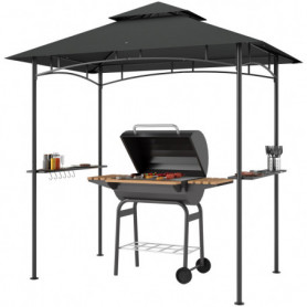 Grill Paviljong Flamskyddad med LED Mörkgrå 240 x 150 x 258 cm