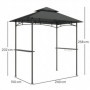 Grill Paviljong Flamskyddad med LED Mörkgrå 240 x 150 x 258 cm