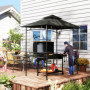 Grill Paviljong Flamskyddad med LED Mörkgrå 240 x 150 x 258 cm
