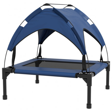 Utomhus Hundsäng Upphöjd Ram med Tak 20 kg, 76 x 61 x 69,5 cm, Mörkblå