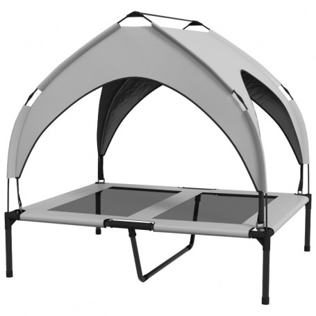 Utomhus Hundsäng Upphöjd Ram med Tak 30 kg, 91 x 76 x 89 cm, Ljusgrå