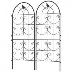 Spaljé Metall 2-Pack Med Fågeldesign Växtstöd & Insynsskydd Svart 5...