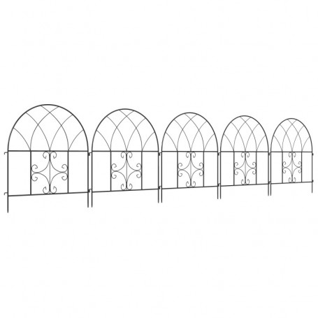Trädgårdsstaket Stål 300 x 70 cm Dekorativt Svart