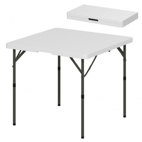 Hopfällbart Campingbord 86 x 86 x 74 cm vit
