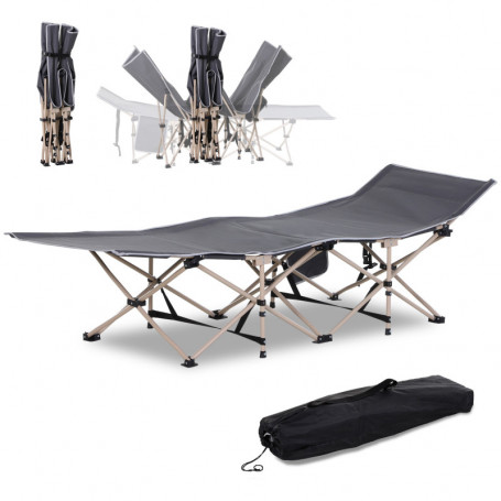 Campingsäng med Tygpåse Grå 190 x 68 x 52 cm
