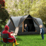 Campingtält för 5-6 vuxna med Lampkrokar 4,55 x 2,3 x 1,8 m Ljusgrå - Svart