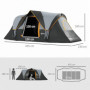 Campingtält för 5-6 vuxna med Lampkrokar 4,55 x 2,3 x 1,8 m Ljusgrå - Svart