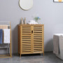 Kompakt Bambuskåp Lamelldesign Trä 68 x 32 x 86 cm