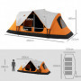 Campingtält 2 Rum Skiljevägg, för 8 Personer, Regnskydd, Orange