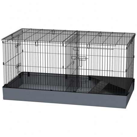 Smådjurbur med Tyggolv, sittpinnar, ramp, svart 121 x 61 x 61 cm