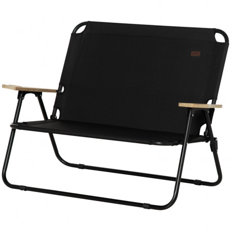 Campingstol 2-sits med Mugghållare 141 x 67 x 80 cm, svart