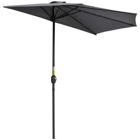 Halvcirkelformat Parasoll med Handvev - Svart 293 x 150 x 249 cm