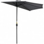 Halvcirkelformat Parasoll med Handvev - Svart 293 x 150 x 249 cm