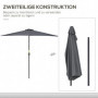 Halvcirkelformat Parasoll med Handvev - Svart 293 x 150 x 249 cm