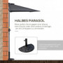 Halvcirkelformat Parasoll med Handvev - Svart 293 x 150 x 249 cm
