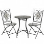 Ute Caféset 2 Stolar med Bord Mosaikdesign Metall