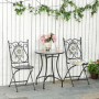 Ute Caféset 2 Stolar med Bord Mosaikdesign Metall