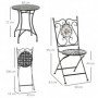 Ute Caféset 2 Stolar med Bord Mosaikdesign Metall