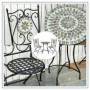 Ute Caféset 2 Stolar med Bord Mosaikdesign Metall
