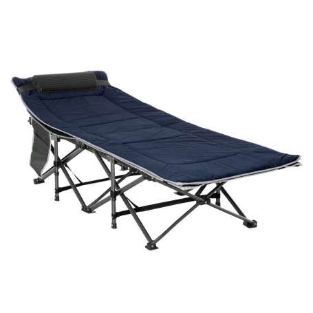 Hopfällbar Campingsäng med Vändbar Madrass och Förvaringsväska – 188 cm