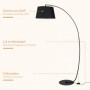 Elegant Böjd Golvlampa 105 x 47 x 190 cm, Svart