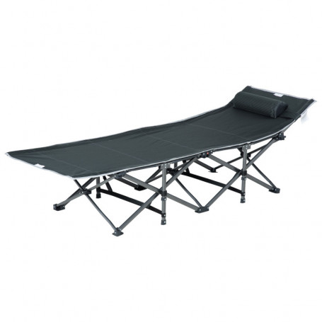 Hopfällbar Campingsäng med Vändbar Madrass och Förvaringsväska – 188 cm
