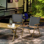 2 x Campingstol Hopfällbar, Trälook Stål, Mörkgrå