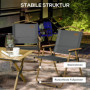 2 x Campingstol Hopfällbar, Trälook Stål, Mörkgrå