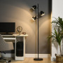 Golvlampa 3 Justerbara Lampor Metall Svart 169 cm (H)