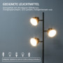 Golvlampa 3 Justerbara Lampor Metall Svart 169 cm (H)