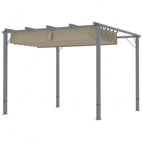 Trädgård Pergola 3 x 3 m Utdragbart Tak Metallram Grå