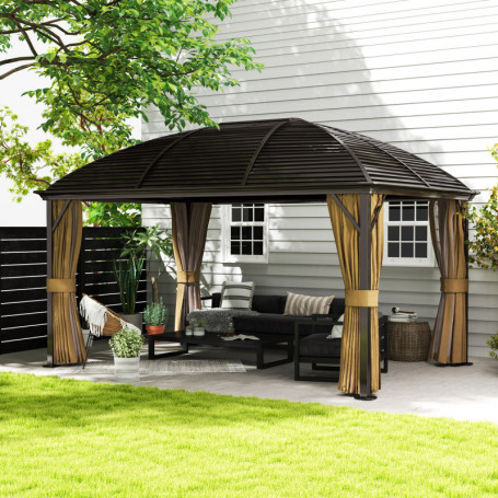 Paviljong i Aluminium med Sidopaneler 4 x 3 x 2,8 m Brun