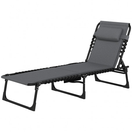 Solsäng med Sidficka 189 x 68 x 36 cm Grå