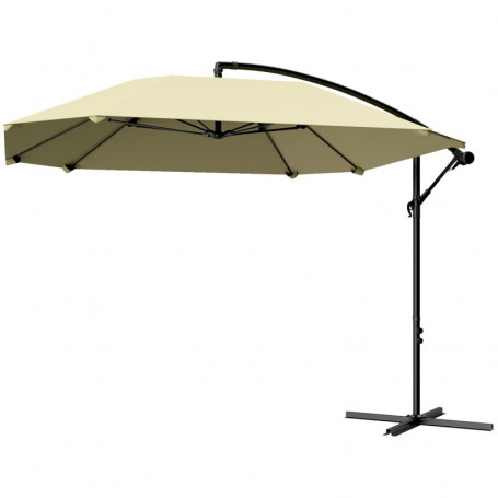 Frihängande Parasoll med Korsfot Ø 260 cm Beige