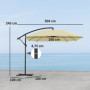 Frihängande Parasoll med Korsfot Ø 260 cm Beige