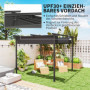 Trädgård Pergola 3 x 3 m Utdragbart Tak Metallram Mörkgrå