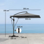 Frihängande Parasoll med Korsfot Ø260 cm Grå