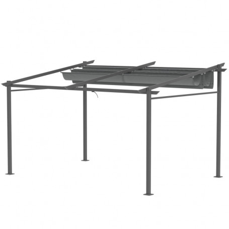 Utdragbar Pergola 397 x 295 cm – Justerbart Tak Mörkgrå