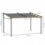 Utdragbar Pergola 397 x 295 cm – Justerbart Tak Mörkgrå