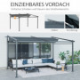 Utdragbar Pergola 397 x 295 cm – Justerbart Tak Mörkgrå