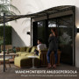 Pergola 3 x 5 m Väggmonterat Metallram Gräddvit