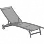 Solstol med Hjul Aluminiumram Mesh Mörkgrå 195 x 66 x 34 cm