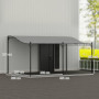 Pergola 3 x 5 m Väggmonterat Metallram Mörkgrå