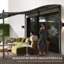 Pergola 3 x 5 m Väggmonterat Metallram Mörkgrå