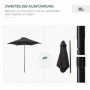 Parasoll Ø196 cm Hopfällbar Svart