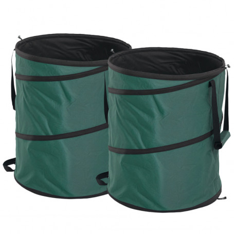Robust Trädgårdssäck 2 x 160 L med Handtag Grön