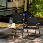 2 x Campingstol Hopfällbar, Stål, Trälook, Svart